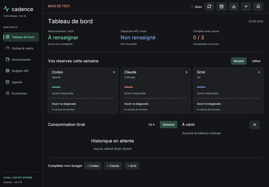 Interface native Cadence 0.1.10, sans données personnelles
