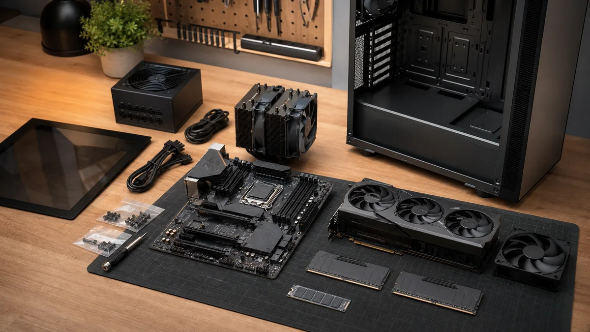 Composants pour monter un PC LLM local avec GPU haute VRAM, RAM DDR5 et boitier airflow