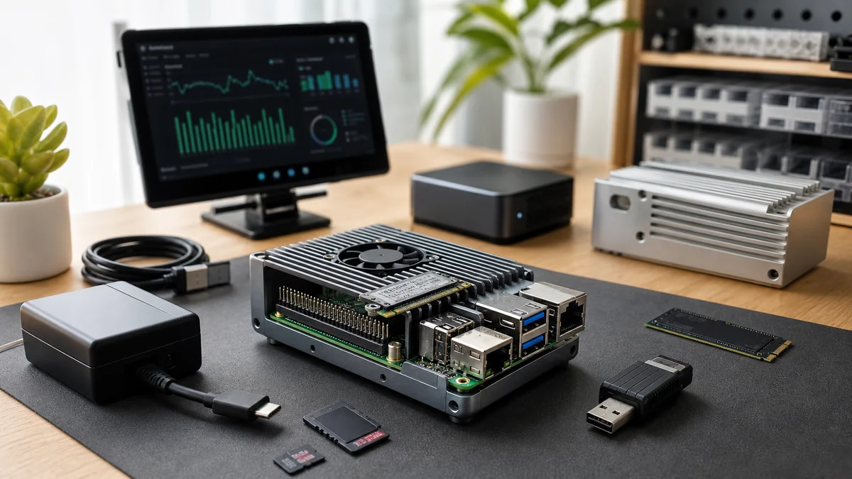 Raspberry Pi 5 pour IA locale avec boitier, refroidissement, SSD et accessoires